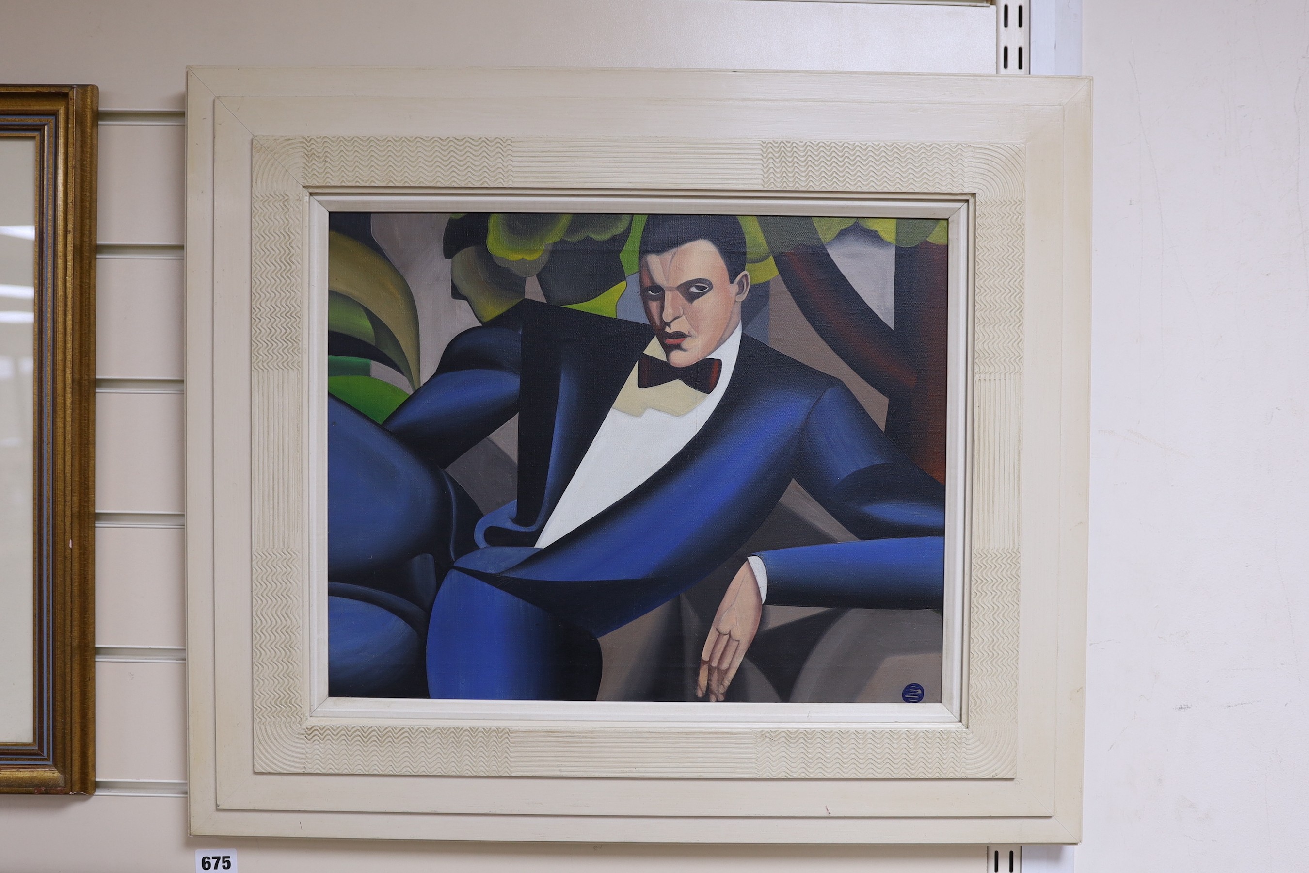 After Tamara de Lempicka, oil on canvas, 'Vue du Homme', bears monogram, 35 x 44.5cm